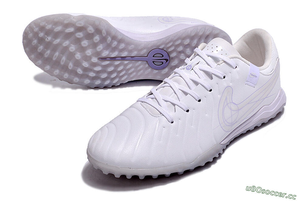 Men's Nike Tiempo Legend 10 TF Artificial Turf Low-Tops Football Shoes - White/Blue 3