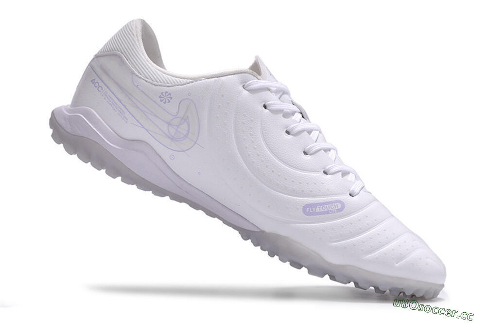 Men's Nike Tiempo Legend 10 TF Artificial Turf Low-Tops Football Shoes - White/Blue 4