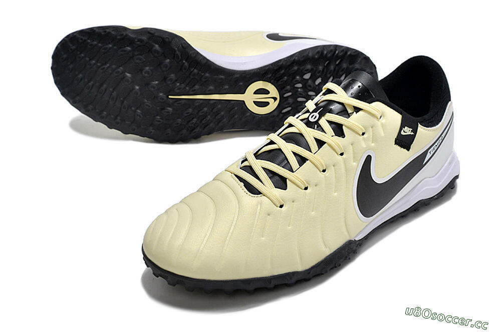 Men's Nike Tiempo Legend 10 TF Artificial Turf Low-Tops Football Shoes - Yellow/Black/White 3