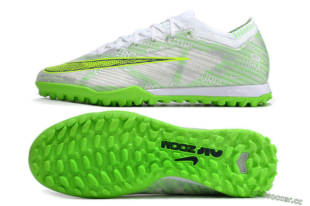 Unisex Nike Air Zoom Mercurial Vapor 15 Elite TF Artificial Turf Low-Tops Football Shoes - Green/White/Silver 1