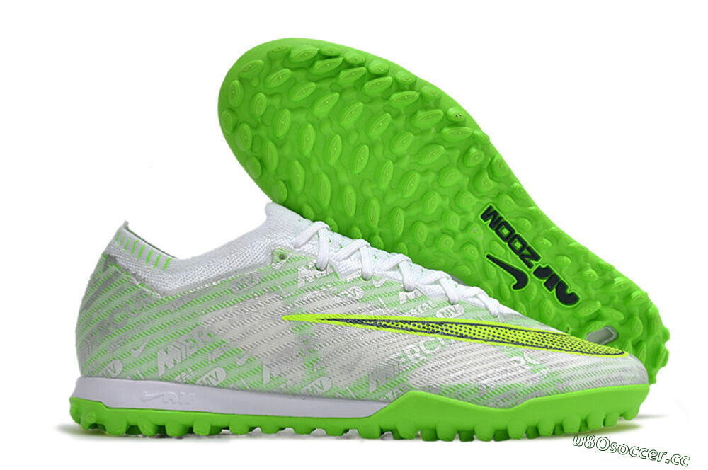 Unisex Nike Air Zoom Mercurial Vapor 15 Elite TF Artificial Turf Low-Tops Football Shoes - Green/White/Silver 2