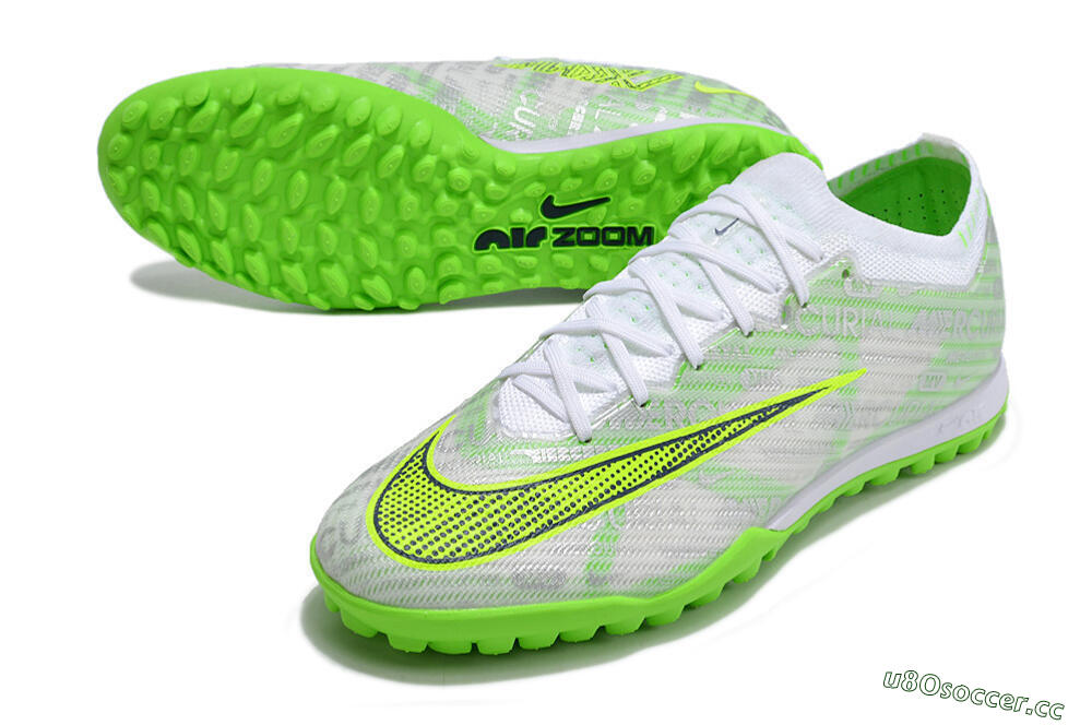 Unisex Nike Air Zoom Mercurial Vapor 15 Elite TF Artificial Turf Low-Tops Football Shoes - Green/White/Silver 3