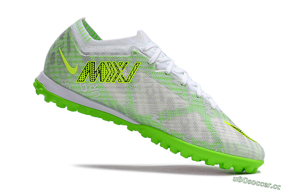 Unisex Nike Air Zoom Mercurial Vapor 15 Elite TF Artificial Turf Low-Tops Football Shoes - Green/White/Silver 4