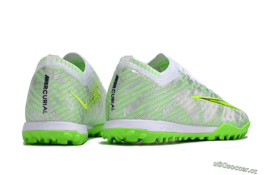 Unisex Nike Air Zoom Mercurial Vapor 15 Elite TF Artificial Turf Low-Tops Football Shoes - Green/White/Silver 6