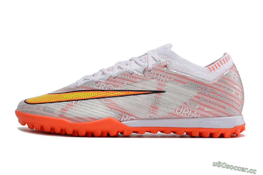Unisex Nike Air Zoom Mercurial Vapor 15 Elite TF Artificial Turf Low-Tops Football Shoes - Orange/White/Silver 0