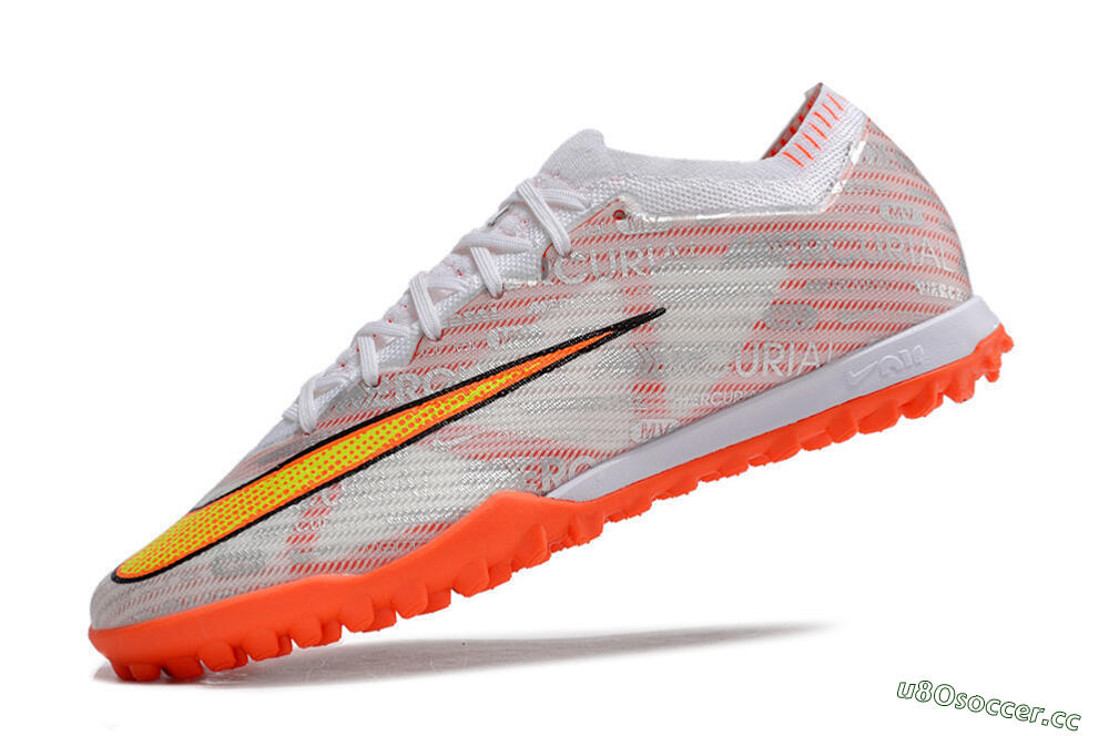 Unisex Nike Air Zoom Mercurial Vapor 15 Elite TF Artificial Turf Low-Tops Football Shoes - Orange/White/Silver 5