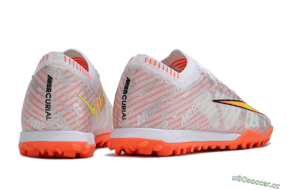 Unisex Nike Air Zoom Mercurial Vapor 15 Elite TF Artificial Turf Low-Tops Football Shoes - Orange/White/Silver 6