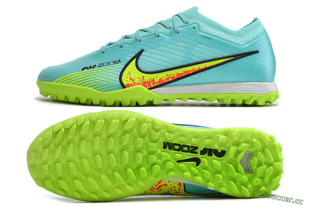 Men's Nike Air Zoom Mercurial Vapor 15 Elite TF Artificial Turf Low-Tops Football Shoes - Blue/Green 1