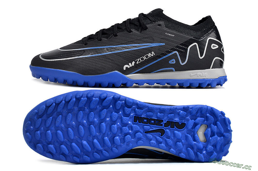 Unisex Nike Mercurial Vapor 15 Elite TF Artificial Turf Low-Tops Football Shoes - Black/Blue 1