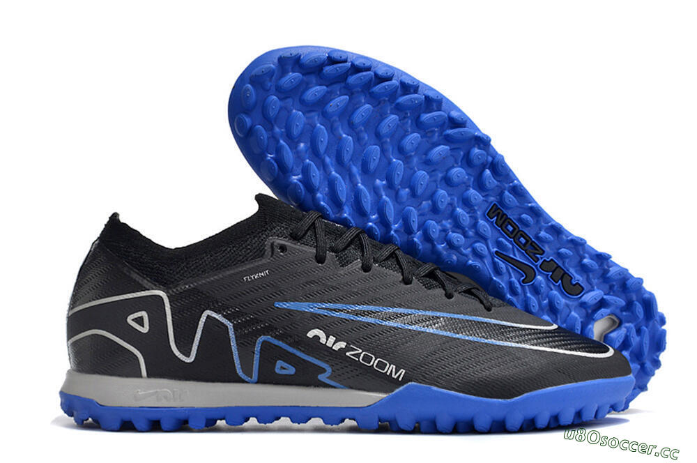 Unisex Nike Mercurial Vapor 15 Elite TF Artificial Turf Low-Tops Football Shoes - Black/Blue 2