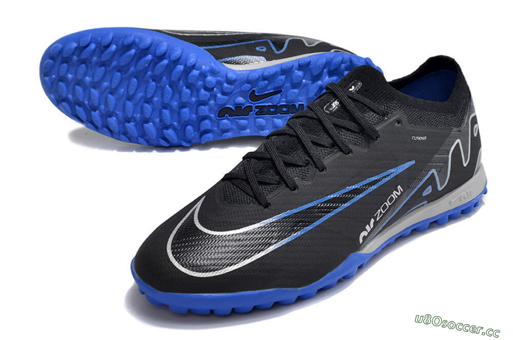 Unisex Nike Mercurial Vapor 15 Elite TF Artificial Turf Low-Tops Football Shoes - Black/Blue 3
