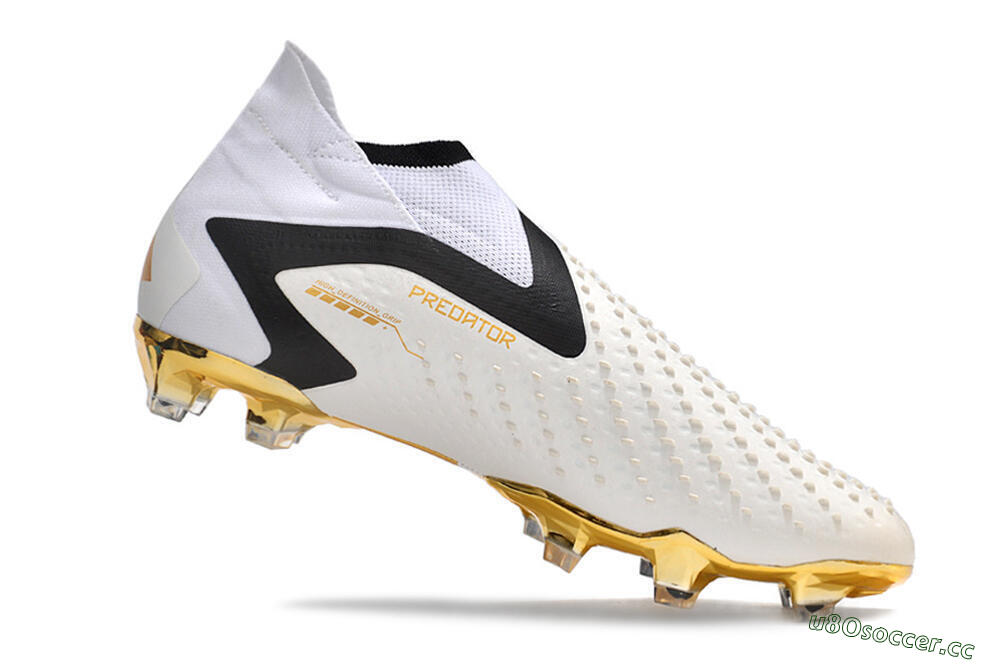 Men's Adidas Predator Accuracy+ FG Firm Ground High-Tops Football Boots - White/Gold/Black 4