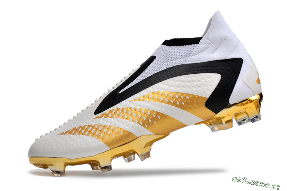 Men's Adidas Predator Accuracy+ FG Firm Ground High-Tops Football Boots - White/Gold/Black 5