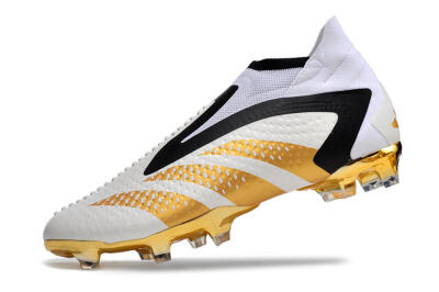 Men's Adidas Predator Accuracy+ FG Firm Ground High-Tops Football Boots - White/Gold/Black
