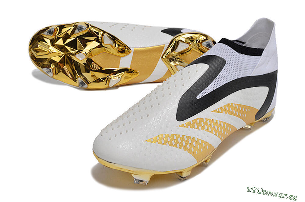 Men's Adidas Predator Accuracy+ FG Firm Ground High-Tops Football Boots - White/Gold/Black 3