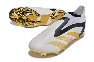 Men's Adidas Predator Accuracy+ FG Firm Ground High-Tops Football Boots - White/Gold/Black