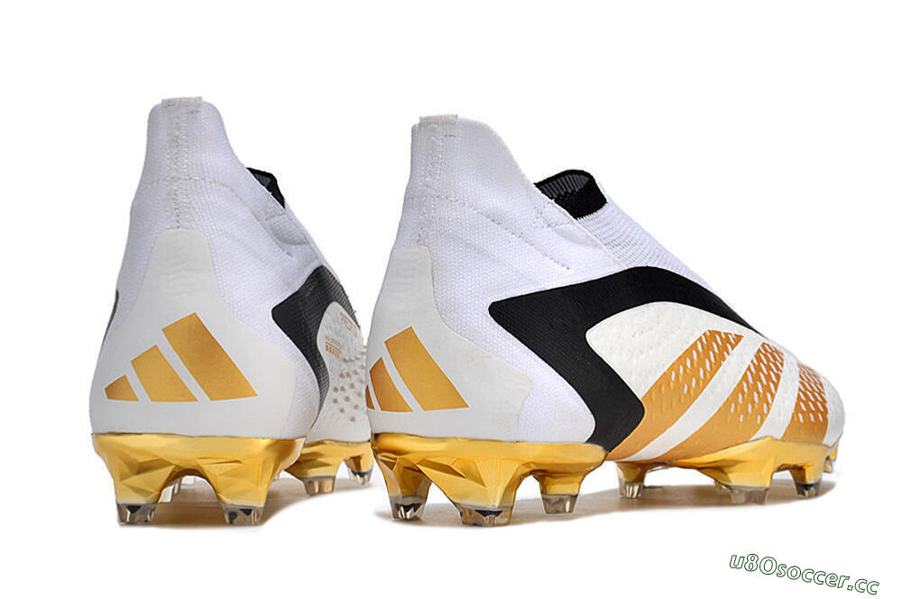 Men's Adidas Predator Accuracy+ FG Firm Ground High-Tops Football Boots - White/Gold/Black 6