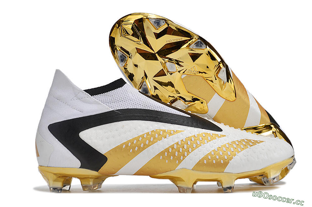 Men's Adidas Predator Accuracy+ FG Firm Ground High-Tops Football Boots - White/Gold/Black 2