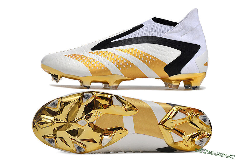 Men's Adidas Predator Accuracy+ FG Firm Ground High-Tops Football Boots - White/Gold/Black 1