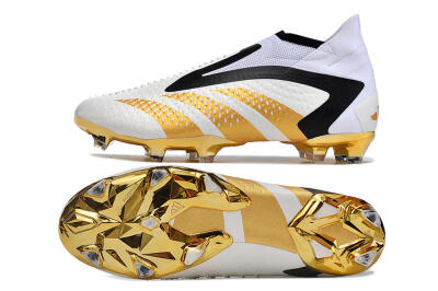 Men's Adidas Predator Accuracy+ FG Firm Ground High-Tops Football Boots - White/Gold/Black