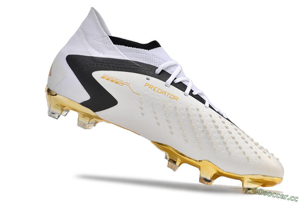 Men's Adidas Predator Accuracy.1 FG Firm Ground High-Tops Football Boots - White/Gold/Black 4