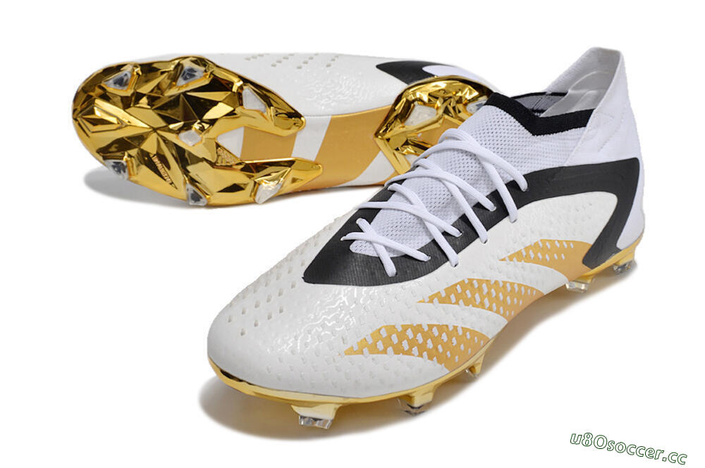 Men's Adidas Predator Accuracy.1 FG Firm Ground High-Tops Football Boots - White/Gold/Black 3