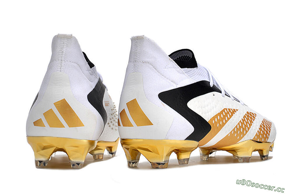 Men's Adidas Predator Accuracy.1 FG Firm Ground High-Tops Football Boots - White/Gold/Black 6