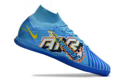 Men's Nike Air Zoom Mercurial Superfly 9 Elite IC Indoor & Futsal High-Tops Football Shoes - Blue/Yellow/Black