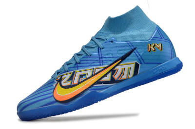 Men's Nike Air Zoom Mercurial Superfly 9 Elite IC Indoor & Futsal High-Tops Football Shoes - Blue/Yellow/Black