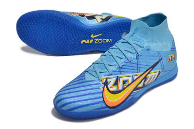 Men's Nike Air Zoom Mercurial Superfly 9 Elite IC Indoor & Futsal High-Tops Football Shoes - Blue/Yellow/Black