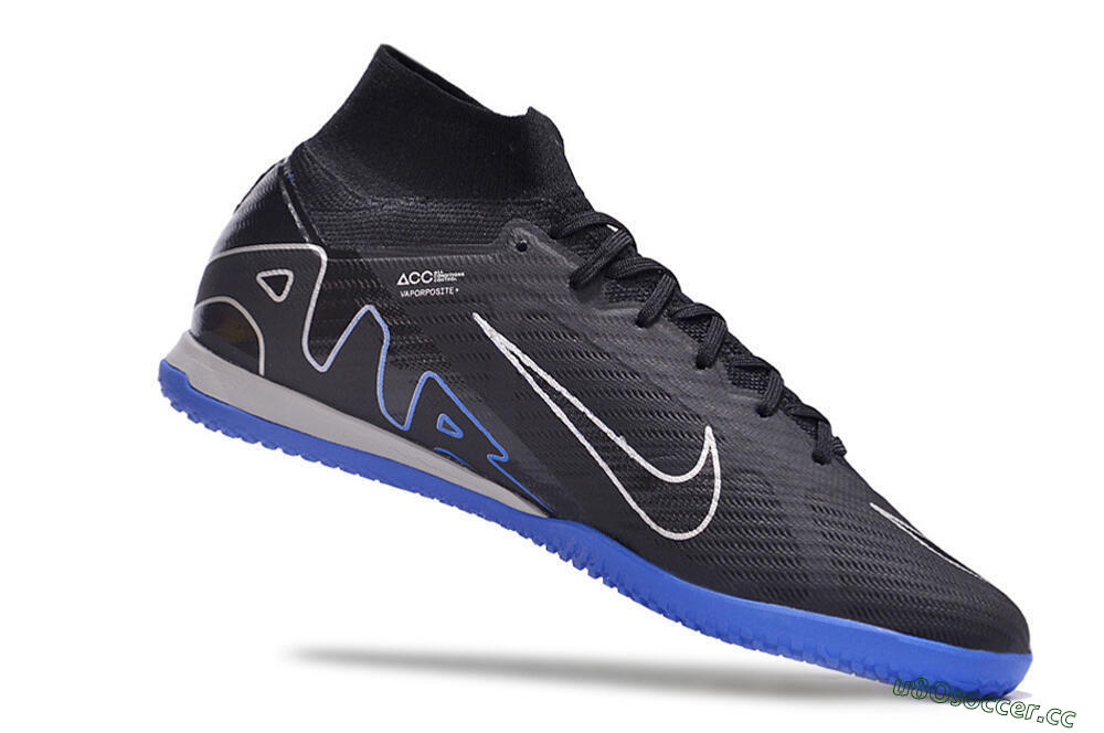 Men's Nike Air Zoom Mercurial Superfly 9 Elite IC Indoor & Futsal High-Tops Football Shoes - Black/Blue/White 5
