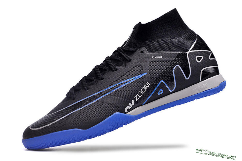 Men's Nike Air Zoom Mercurial Superfly 9 Elite IC Indoor & Futsal High-Tops Football Shoes - Black/Blue/White 6
