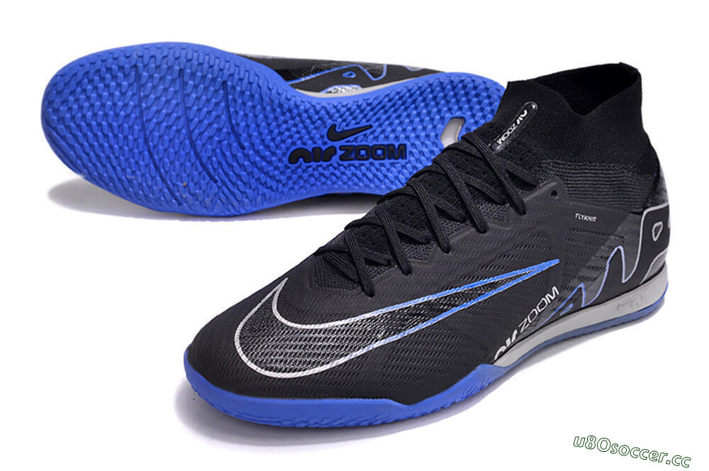 Men's Nike Air Zoom Mercurial Superfly 9 Elite IC Indoor & Futsal High-Tops Football Shoes - Black/Blue/White 3