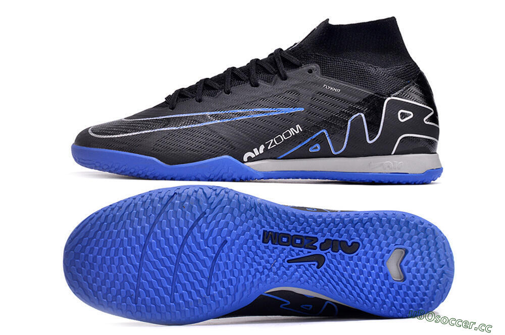 Men's Nike Air Zoom Mercurial Superfly 9 Elite IC Indoor & Futsal High-Tops Football Shoes - Black/Blue/White 1