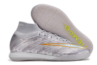 Men's Nike Air Zoom Mercurial Superfly 9 Elite IC Indoor & Futsal High-Tops Football Shoes - Silver/Gold/Yellow