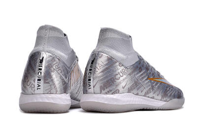 Men's Nike Air Zoom Mercurial Superfly 9 Elite IC Indoor & Futsal High-Tops Football Shoes - Silver/Gold/Yellow