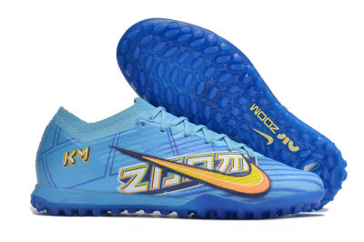 Men's Kylian Mbappe x Nike Air Zoom Mercurial Vapor 15 Elite TF Artificial Turf Low-Tops Football Shoes - Blue/Yellow/Black