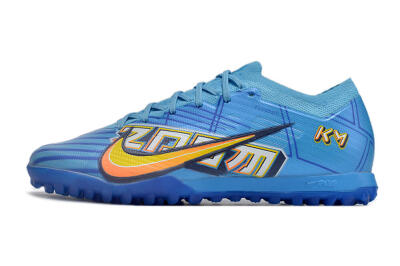 Men's Kylian Mbappe x Nike Air Zoom Mercurial Vapor 15 Elite TF Artificial Turf Low-Tops Football Shoes - Blue/Yellow/Black