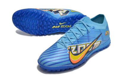 Men's Kylian Mbappe x Nike Air Zoom Mercurial Vapor 15 Elite TF Artificial Turf Low-Tops Football Shoes - Blue/Yellow/Black