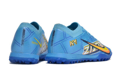 Men's Kylian Mbappe x Nike Air Zoom Mercurial Vapor 15 Elite TF Artificial Turf Low-Tops Football Shoes - Blue/Yellow/Black