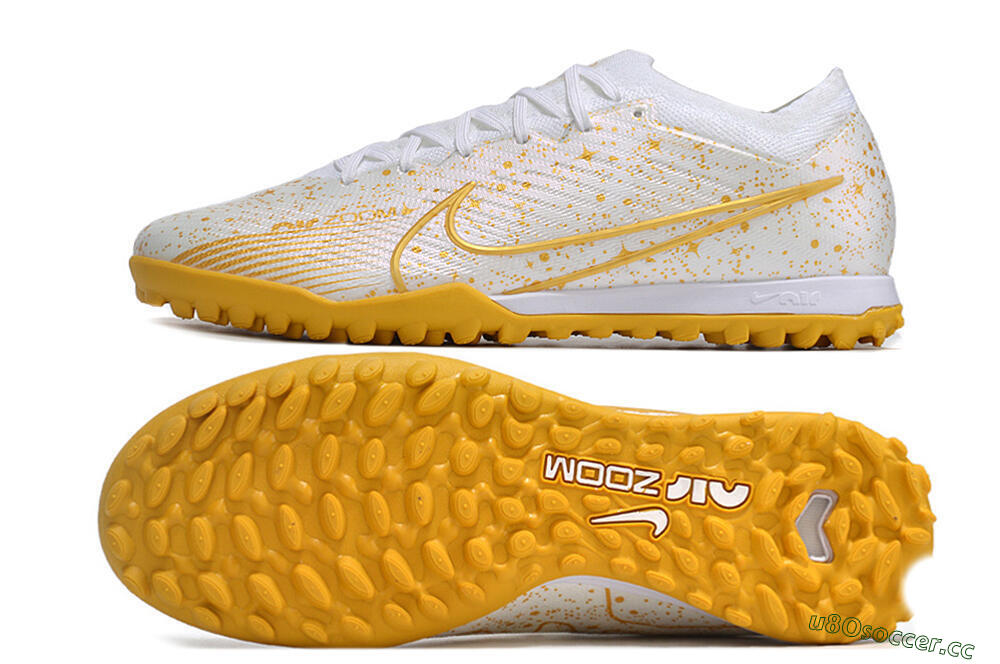 Men's Nike Air Zoom Mercurial Vapor 15 Elite TF Artificial Turf Low-Tops Football Shoes - White/Gold 1