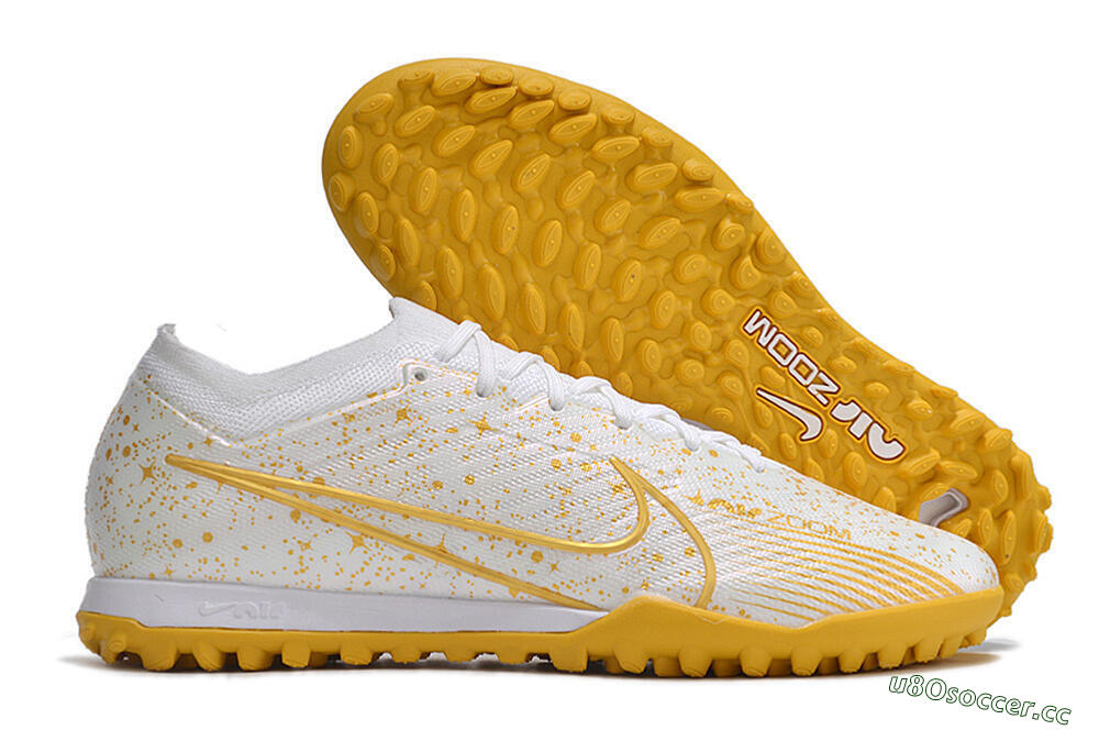 Men's Nike Air Zoom Mercurial Vapor 15 Elite TF Artificial Turf Low-Tops Football Shoes - White/Gold 2