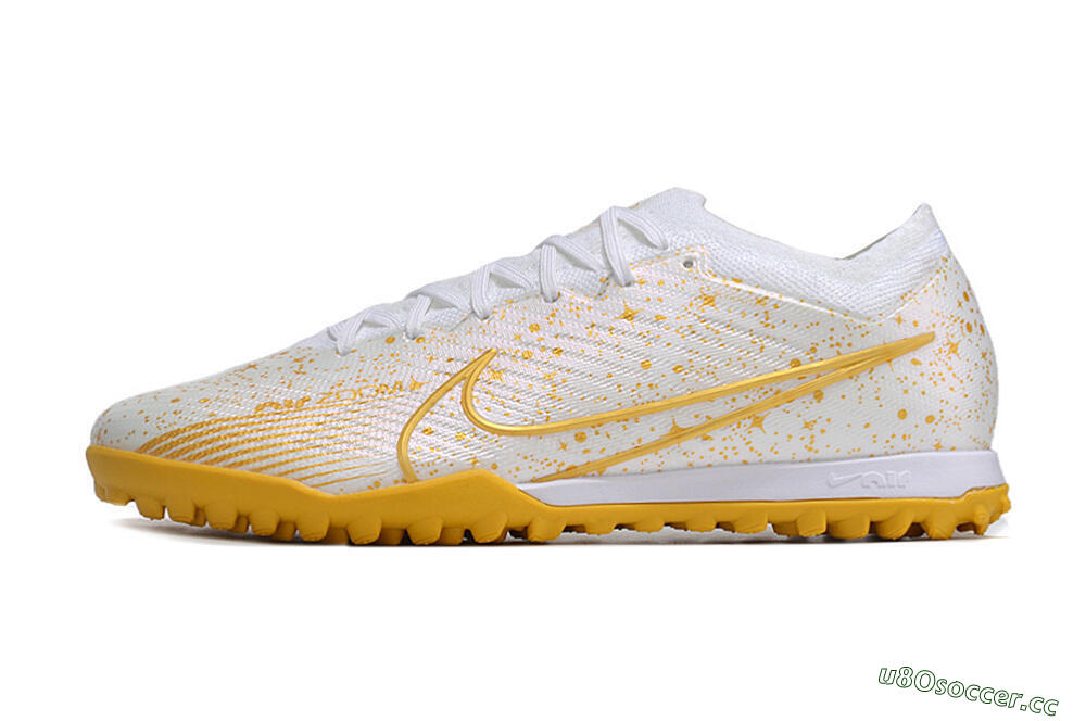 Men's Nike Air Zoom Mercurial Vapor 15 Elite TF Artificial Turf Low-Tops Football Shoes - White/Gold 0