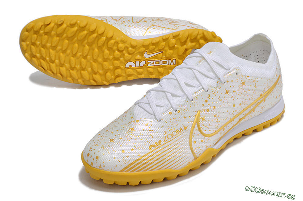Men's Nike Air Zoom Mercurial Vapor 15 Elite TF Artificial Turf Low-Tops Football Shoes - White/Gold 3
