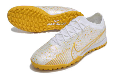 Men's Nike Air Zoom Mercurial Vapor 15 Elite TF Artificial Turf Low-Tops Football Shoes - White/Gold