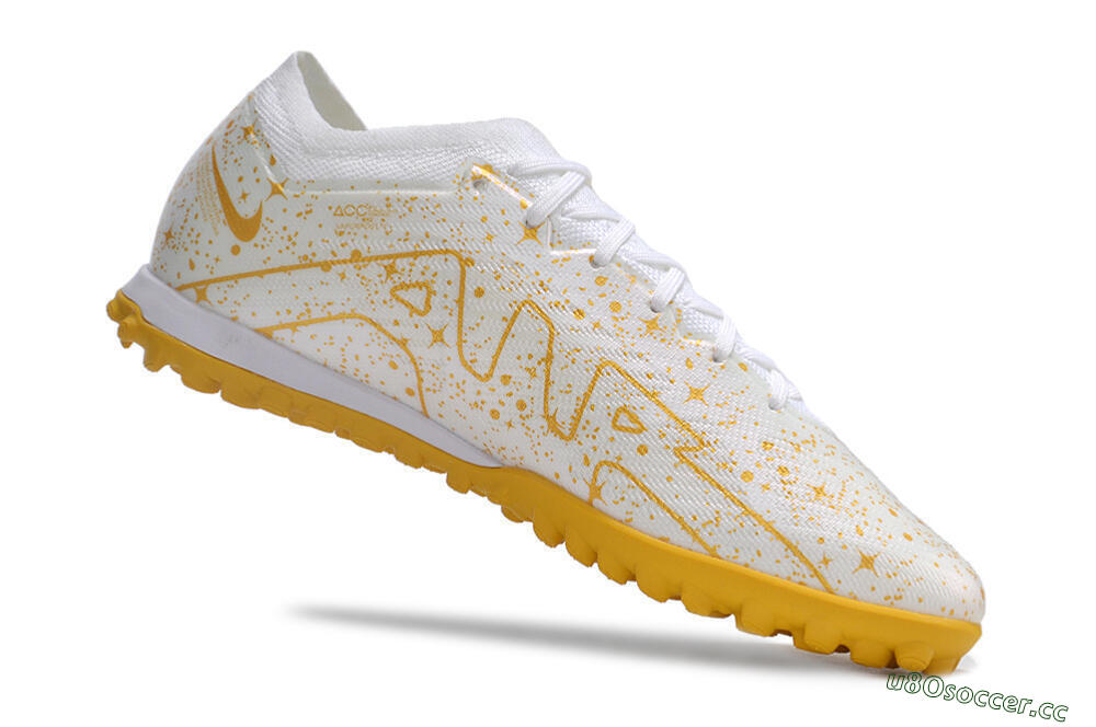 Men's Nike Air Zoom Mercurial Vapor 15 Elite TF Artificial Turf Low-Tops Football Shoes - White/Gold 4
