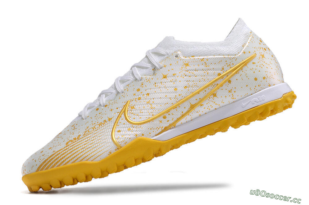 Men's Nike Air Zoom Mercurial Vapor 15 Elite TF Artificial Turf Low-Tops Football Shoes - White/Gold 5
