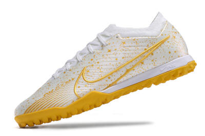 Men's Nike Air Zoom Mercurial Vapor 15 Elite TF Artificial Turf Low-Tops Football Shoes - White/Gold