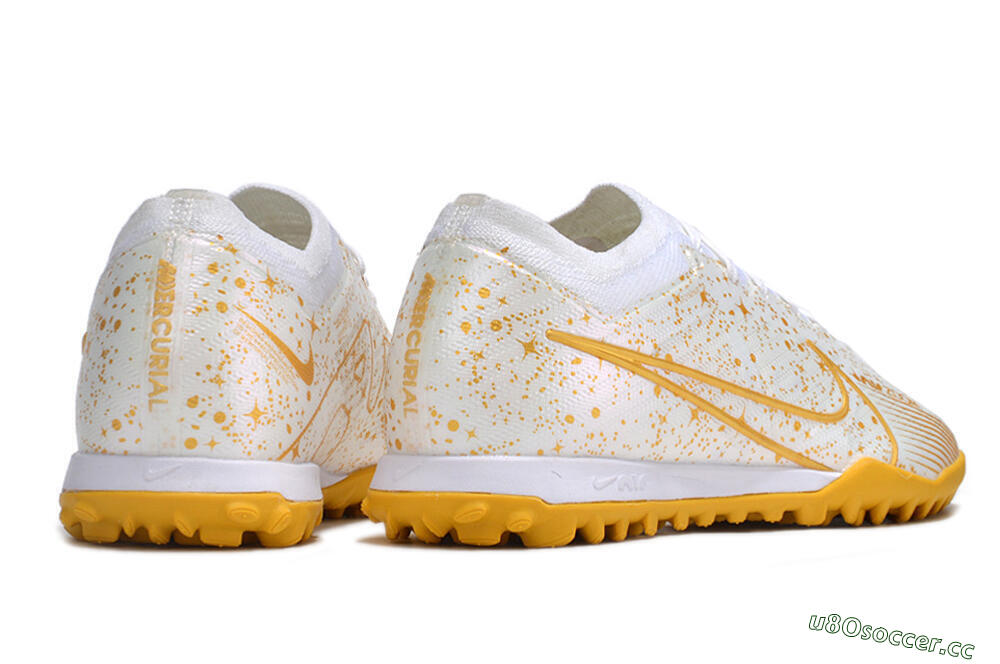 Men's Nike Air Zoom Mercurial Vapor 15 Elite TF Artificial Turf Low-Tops Football Shoes - White/Gold 6