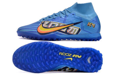 Men's Kylian Mbappe x Nike Air Zoom Mercurial Superfly 9 Elite TF Artificial Turf High-Tops Football Shoes - Blue/Yellow/Black